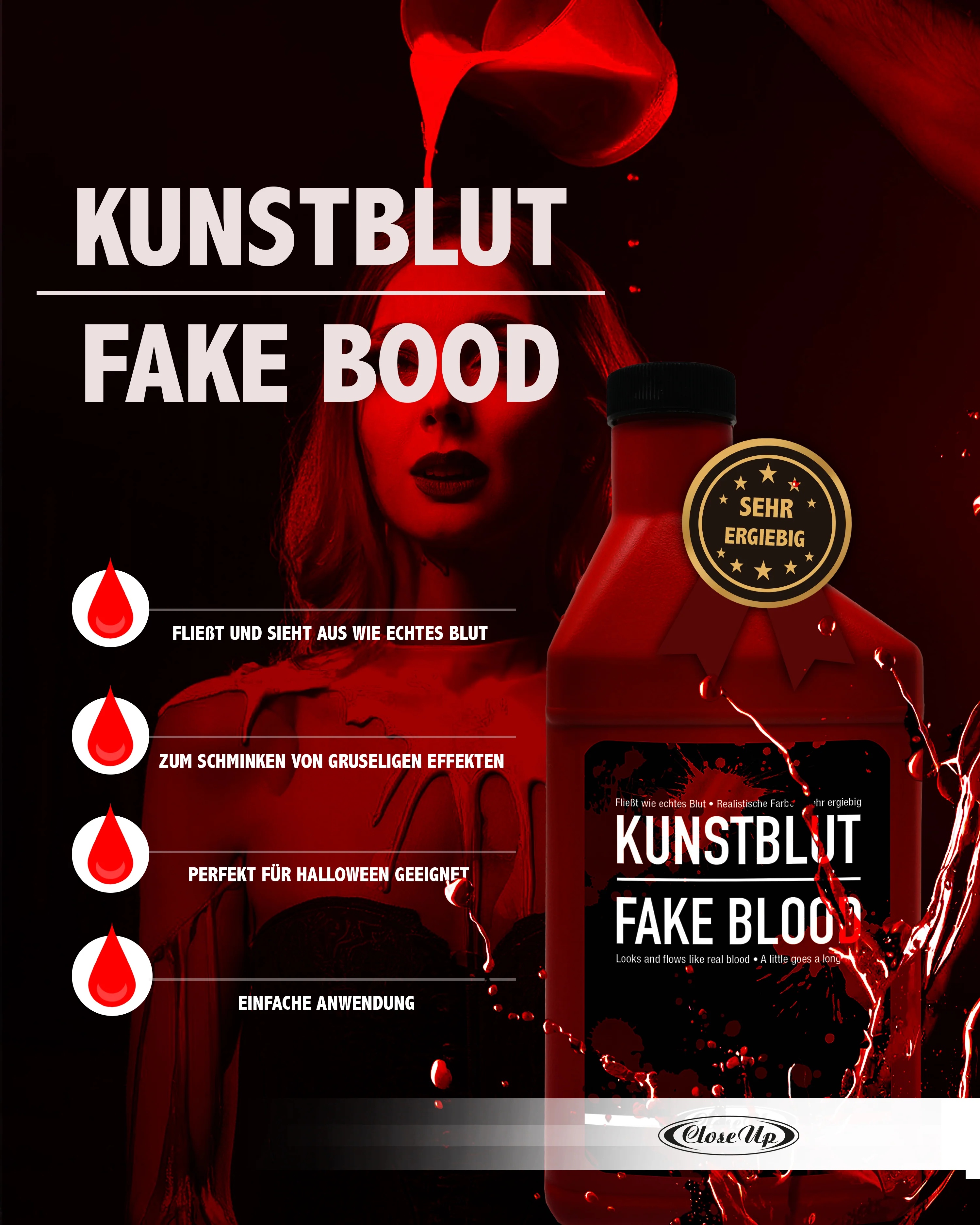 Flasche Kunstblut Theater-Blut Filmblut rot 473 ml, Halloween - Image 6