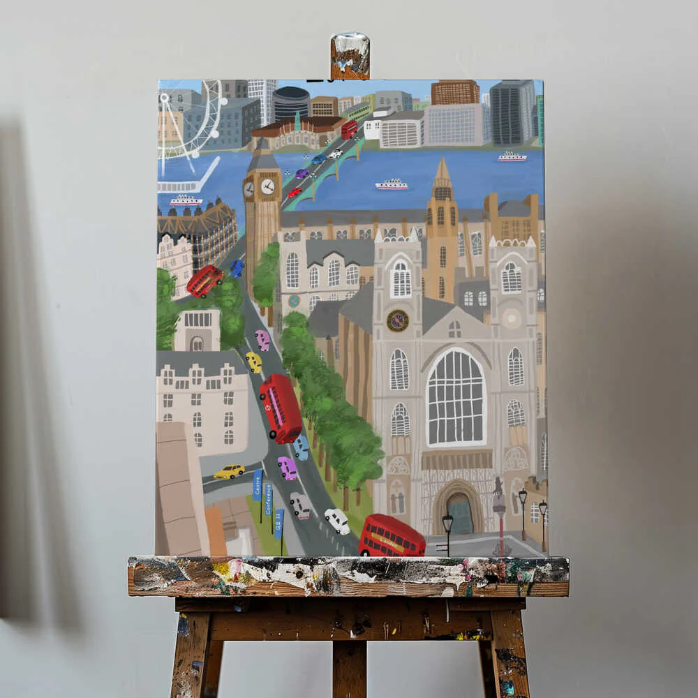 London City with View of the Thames River and Big Ben by Artist Carla Daly - Image 4