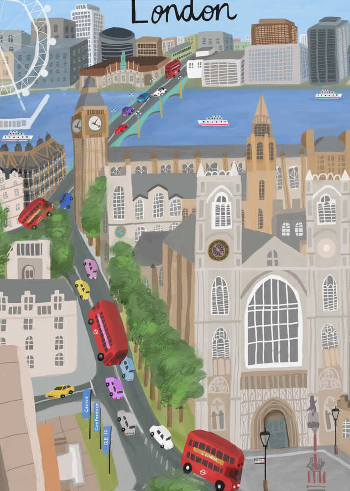 London City with View of the Thames River and Big Ben by Artist Carla Daly - Image 7