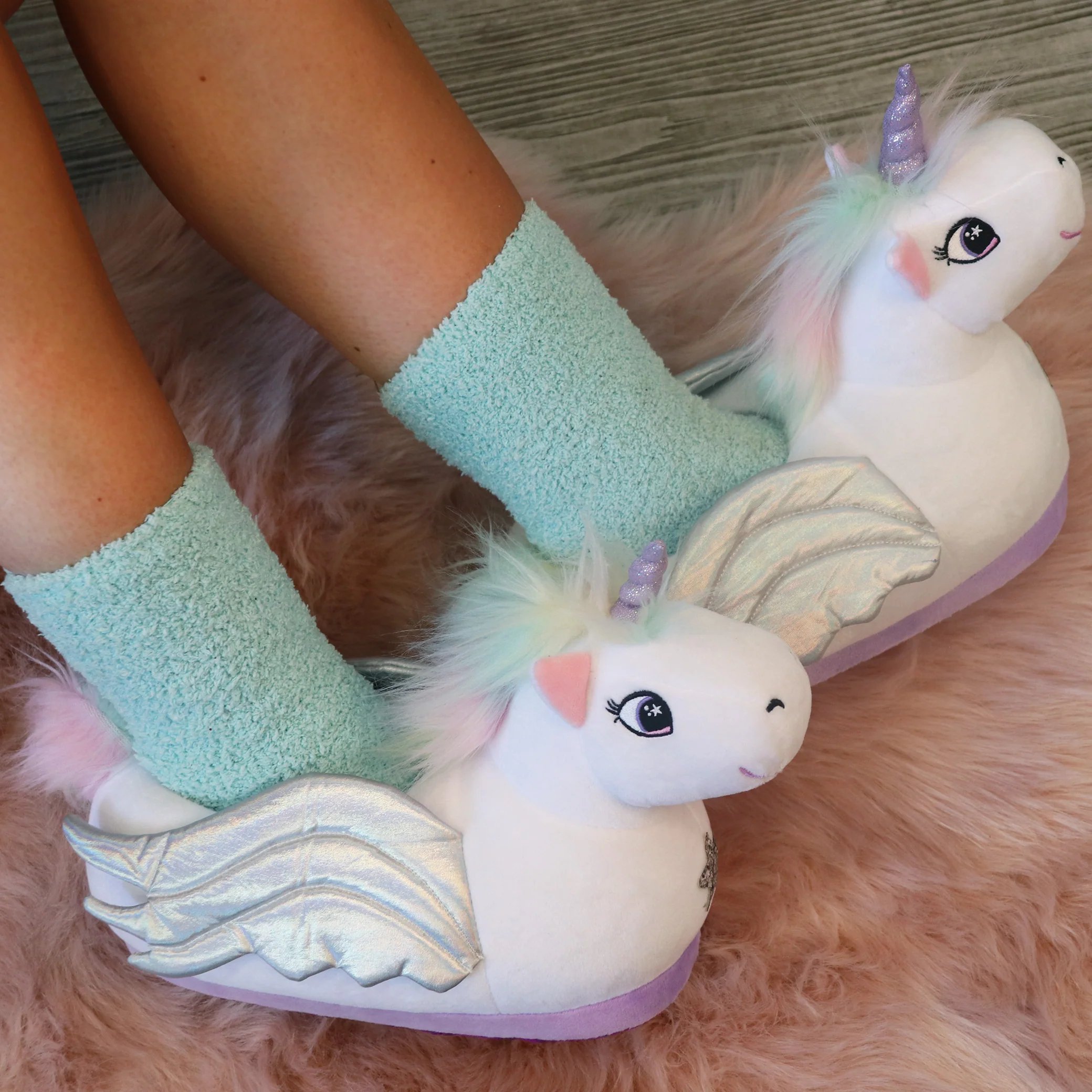 Pegasus Kinder Hausschuhe SLOFFIES One Size Kids Einhorn - Image 4