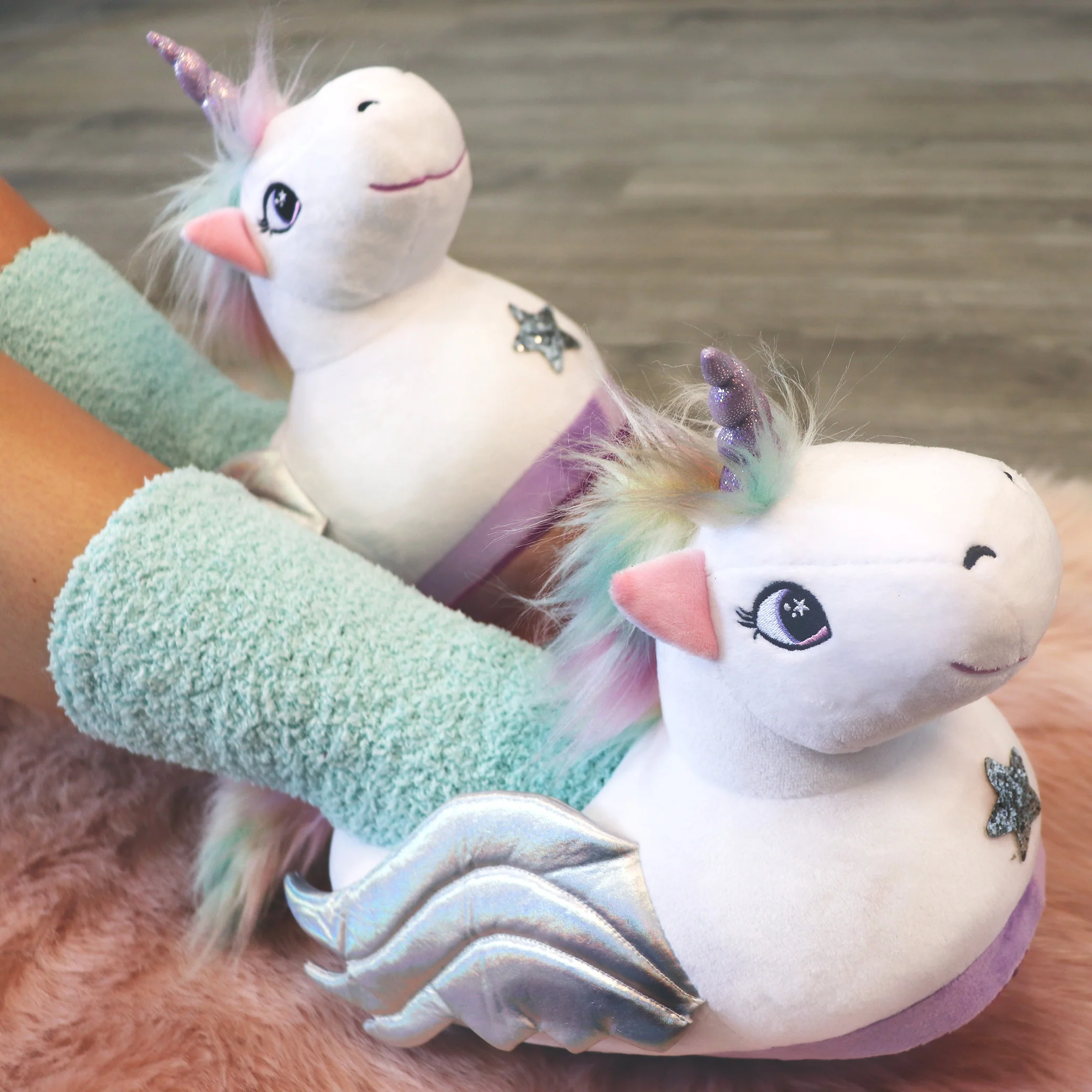 Pegasus Kinder Hausschuhe SLOFFIES One Size Kids Einhorn - Image 8